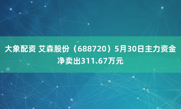 大象配资 艾森股份（688720）5月30日主力资金净卖出311.67万元